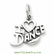 Sterling Silver Antiqued I Love Dance Charm