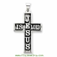 Sterling Silver Antiqued Jesus Is Lord Cross Pendant
