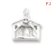 Sterling Silver Antiqued Manger Charm