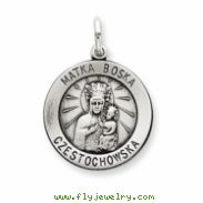 Sterling Silver Antiqued Matka Boska Medal