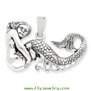 Sterling Silver Antiqued Mermaid Pendant