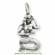 Sterling Silver Antiqued Mermaid Pendant