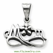 Sterling Silver Antiqued Mom Charm