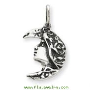 Sterling Silver Antiqued Moon Charm