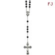 Sterling Silver Antiqued Onyx Rosary