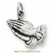 Sterling Silver Antiqued Praying Hands Charm