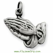 Sterling Silver Antiqued Praying Hands Charm