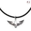 Sterling Silver Antiqued Renewed Strength 22in Rubber Cord w/2in ext Neckla