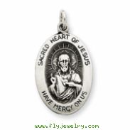 Sterling Silver Antiqued Sacred Heart of Jesus Medal