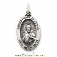 Sterling Silver Antiqued Sacred Heart of Jesus Medal