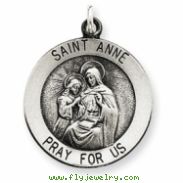 Sterling Silver Antiqued Saint Anne Medal