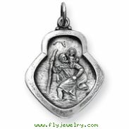 Sterling Silver Antiqued Saint Christopher Medal