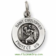 Sterling Silver Antiqued Saint Christopher Medal