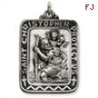 Sterling Silver Antiqued Saint Christopher Medal