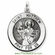 Sterling Silver Antiqued Saint Matthew Medal