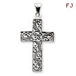 Sterling Silver Antiqued Scroll Cross Pendant