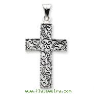 Sterling Silver Antiqued Scroll Cross Pendant