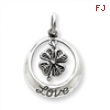 Sterling Silver Antiqued Shamrock Love Charm