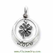 Sterling Silver Antiqued Shamrock Love Charm