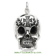 Sterling Silver Antiqued Skull Pendent