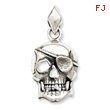 Sterling Silver Antiqued Skull With Eye Patch Pendant