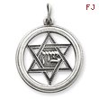 Sterling Silver Antiqued Star of David Disc Charm