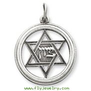 Sterling Silver Antiqued Star of David Disc Charm