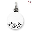 Sterling Silver Antiqued Swarovski Crystal Faith Charm