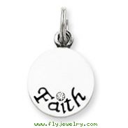 Sterling Silver Antiqued Swarovski Crystal Faith Charm