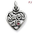 Sterling Silver Antiqued Sweet 16 Heart Charm