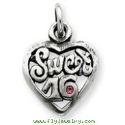 Sterling Silver Antiqued Sweet 16 Heart Charm