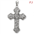 Sterling Silver Antiqued Swirl Cross Pendant