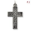 Sterling Silver Antiqued Thorn Cross Charm