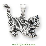 Sterling Silver Antiqued Tiger Charm