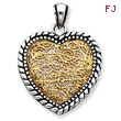 Sterling Silver Antiqued Vermeil Heart Pendant