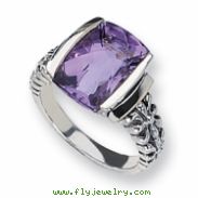 Sterling Silver Antiqued w/14k Amethyst Ring