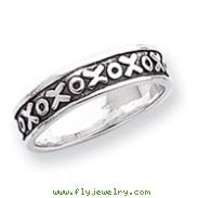 Sterling Silver Antiqued X & O Ring