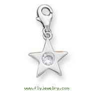 Sterling Silver April CZ Birthstone Star Charm