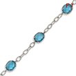 Sterling Silver Aqua Blue CZ Textured Link Bracelet