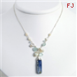 Sterling Silver Aquamarine/Kyanite/White Pearl Necklace chain