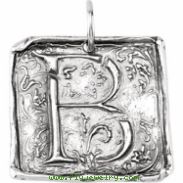 Sterling Silver B Polished POSH VINTAGE INITIAL PENDANT