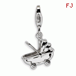 Sterling Silver Baby Carriage With Lobster Clasp Charm