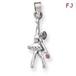 Sterling Silver Ballerina With Pink Cubic Zirconia Charm