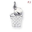 Sterling Silver Basketball In Hoop Charm