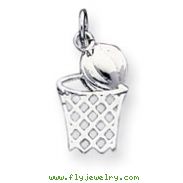 Sterling Silver Basketball In Hoop Charm