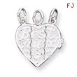 Sterling Silver Best Friends 3-Piece Break Apart Heart Charm