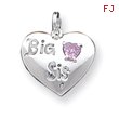 Sterling Silver Big Sis CZ Heart Charm