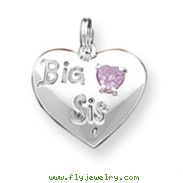 Sterling Silver Big Sis CZ Heart Charm