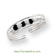 Sterling Silver Black & White Beaded Toe Ring