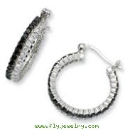 Sterling Silver Black & White CZ Post Hoop Earrings